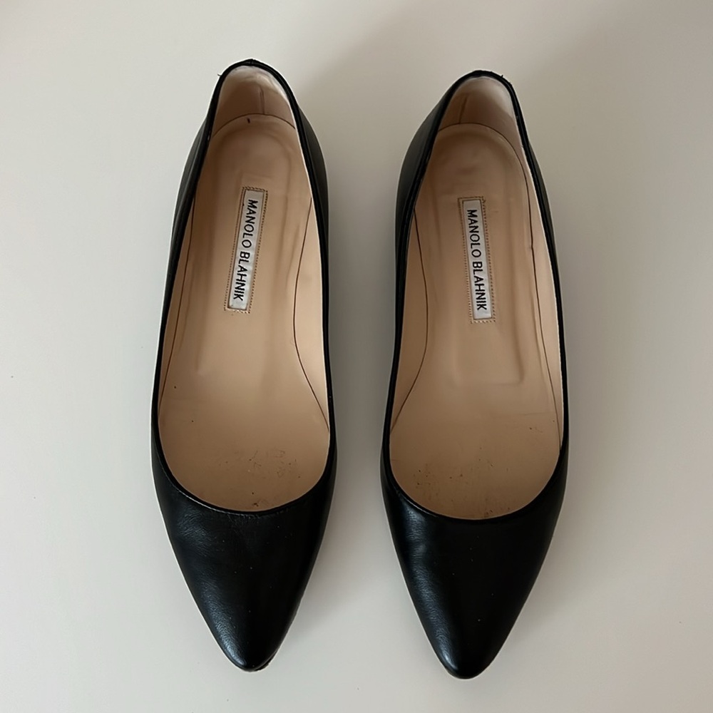 Manolo Blahnik Black Lanza BB Ballerina Flat 36.5